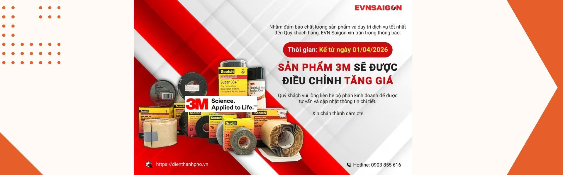 Sản phẩm 3M điều chỉnh tăng giá