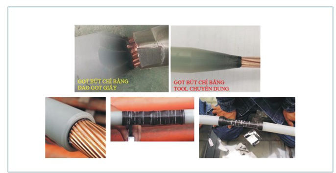 đầu hộp nối quấn băng keo đổ nhựa